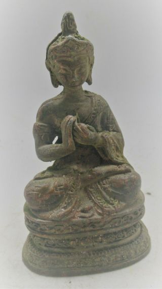 Circa 200 - 300ad Ancient Gandharan Bronze Buddha Statuette Cleaned