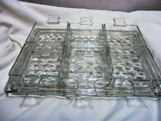 Rare Fostoria American Clear Cubist Pattern Individual Appetizer Mini Trays Set