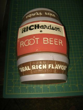Vintage Advertising Richardson Root Beer Sign Barrel Old Early Antique Nr