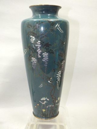 A Japanese Cloisonne Vase With Birds And Wisteria Late 19th Century