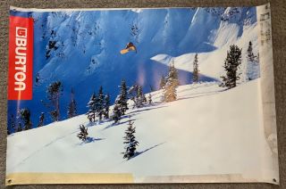 Burton Snowboards Banner Featuring Jussi Oksanen.  Rare.  36 " X24 ".  Snowboarding