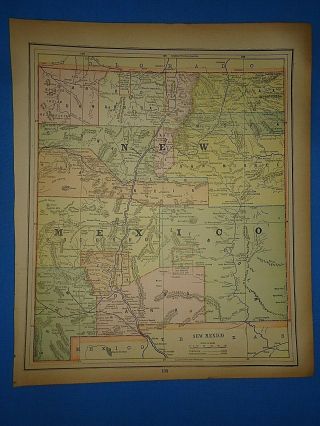 Vintage 1891 Mexico Territory Map Old Antique Atlas Map 40219