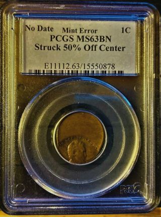 Nd - 1 C Graded By Pcgs Ms - 63 Bn 50 Of Center Error Rare