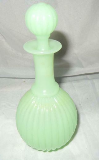 Antique 6 " Light Green French Opaline Perfume Bottle & Stopper