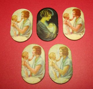 5 Vintage Advertising Pin Holder Prudential Insurance Mother & Baby