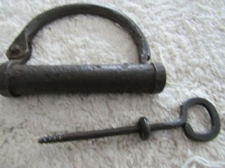 Antique Primitive Blacksmith Forged Iron Manacle Handcuff Shackle Collectible