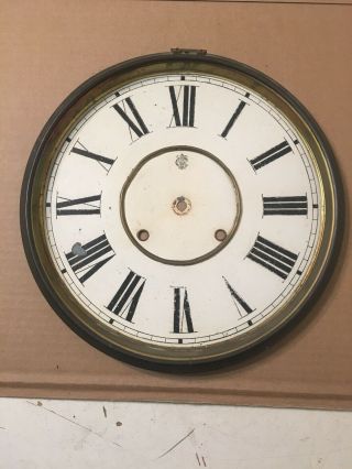 Antique Waterbury School House Regulator Wall Clock Dial & Bezel Door No Glass