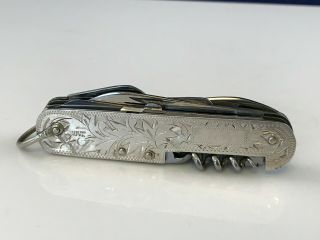 Rare Sterling Silver Vintage Japan Multi Tool Pocket Knife Handle