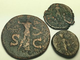 Ancient Auth.  3 Rare$ Coins; 1 Greek 400 Bc & 2 Roman; Claudius 41 Ad & Dragging