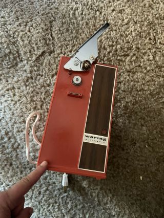 Rare Waring Automatic Model 11 - 013 Can Opener - Knife Sharpener - Orange Vintage