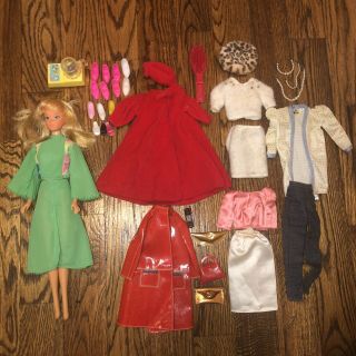 Vintage Barbie Platinum Blonde Hair Doll With Clothes Shoes Bags Accessories