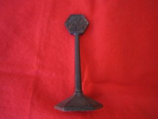 Antique Cast Iron Toy Street Sign 4 7/7 " No Parking Here & Keep To The Right