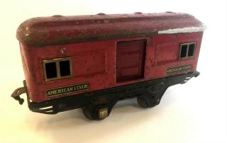 Early Antique Vintage Tin Metal Red American Flyer Railroad Train Car - Nr
