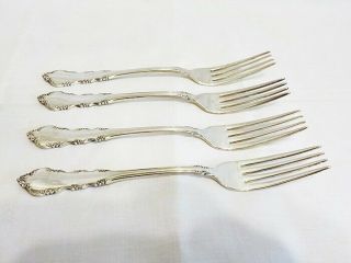 4 Vintage Silverplate Reed & Barton Dresden Rose Dinner Forks