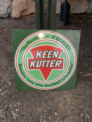 Vintage Keen Kutter Metal Sign Antique Very Rare Unique From 60s
