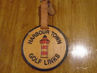 Rare Leather Harbour Town Golf Links Golf Bag Tag - Hilton Head Sc -
