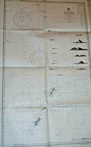 Rare Wwii 1940 U.  S.  Naval Nautical Map North Pacific Ocean Marianas Guam Saipan,