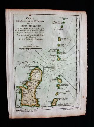 1754 Bellin: Map Of Asia,  Mariana Isl.  Guam Saipan,  Tinian,  Rota,  Japan