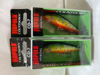 2 Nos Rapala Cd - 7 " Countdown Sinking Brook Trout Fishing Lures In Boxes