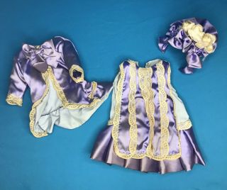 Newly Made Purple Silk Dress Jacket Hat Costume For Antique French Bebe 20” Doll