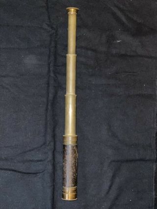 Antique Brass Maritime Nautical Telescope With Leather Binding