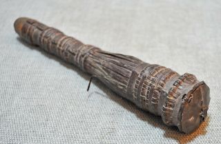 Old Antique Hand Carved Wooden Iron Chillam Pipe