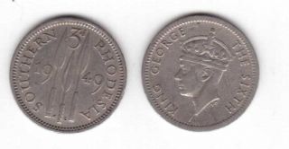 Southern Rhodesia - Rare Vintage 3 Pence Coin 1949 Year Km 20