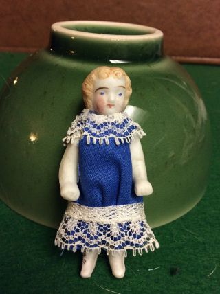 Vintage Antique Tiny 2.  5” German? Bisque Doll Miniature Mini