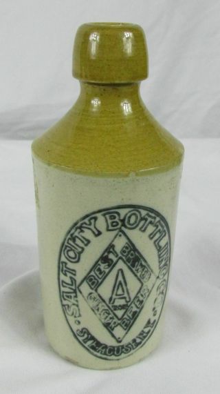 Rare Diamond A Stoneware Ginger Beer Bottle Syracuse Ny Salt City Bottling Co