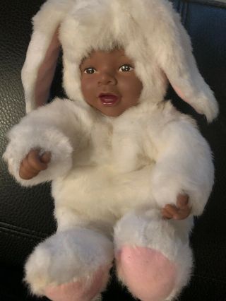 Vintage Anne Geddes African American Baby Bunny Plush