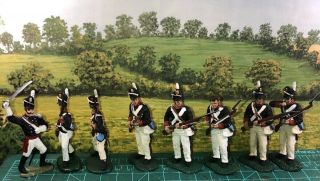 Rare 8 - Mexican War Of 1812 Painted Figures 1/32 - 54mm Conte W/officer Black Coats