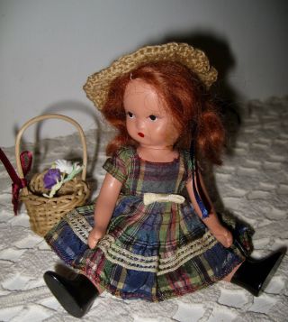 123 Button My Shoe Fully Jointed Nasb Nancy Ann Storybook Doll W/ Basket