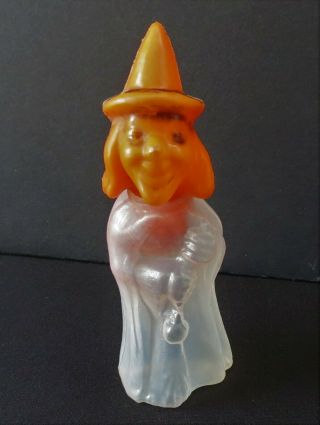 Vintage Witch Halloween Plastic Candy Container Witch Stirring Brew Rare