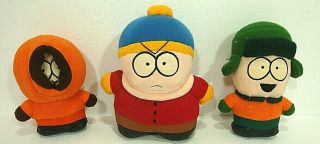 1998 Vintage South Park Plushes 10” - 12” Set Of 4 Cartman,  Kenny,  Kyle Rare