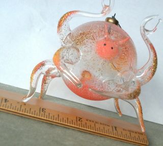 Rare Vintage De Carlini Crab Cancer Ornament Hand - Blown Painted Glass Italy