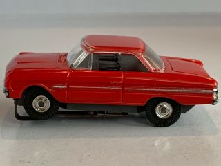 Vintage Aurora Thunderjet 500 1963 Ford Falcon HO Slot Car RED/BLACK/RED RARE 2