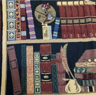 Goodwin Weavers Vintage Fringed Tapestry Throw Blanket 68”x 48” Bookshelf Scene 2