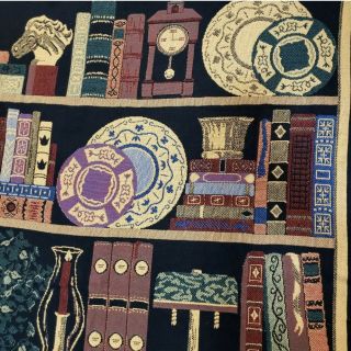 Goodwin Weavers Vintage Fringed Tapestry Throw Blanket 68”x 48” Bookshelf Scene 3