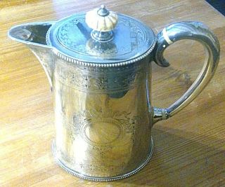 Silver Plate Hot Water Pitcher By Elkington & Co Dated 1867