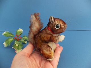 Vintage German Steiff Perri Squirrel Mohair Toy With Silver Ear Button