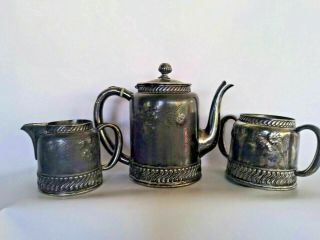 Antique Wilcox Quadruple Silver Plate Coffee/tea Set Pot Creamer Sugar Bowl