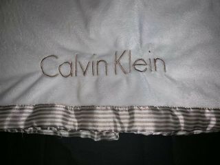 Calvin Klein Lovey Baby Blanket Cream Blue Tan Baby footprints RARE boy girl 2