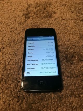 Apple iPhone 4S - Rare iOS 6.  1.  3 - 8GB - Black (A1387) 2