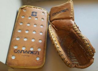Rare Vintage Canadien Goalie Gloves Gg90ch & Blocker Gg 9ich All Leather