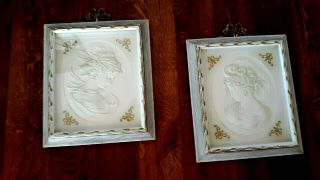 Victorian Ladies Turner Pictures Mid Century Framed Wall Art Decor Hanger Labels