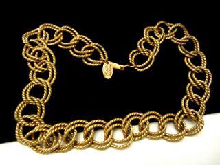 Rare Vintage 16 " X1/2 " Signed Miriam Haskell Goldtone Link Statement Necklace A55