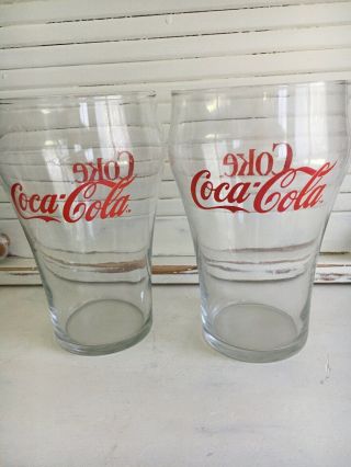Vintage Huge Coca Cola Coke 32 Oz Glasses Set Of 2 1970 
