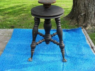 Antique Piano Stool With Glass Ball Claw Feet