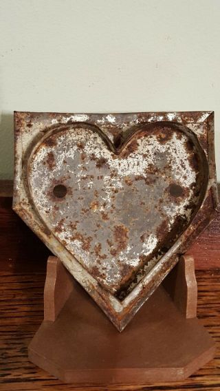 Antique Primitive Heart Tin Flat Back Tin Cookie Cutter 1800 