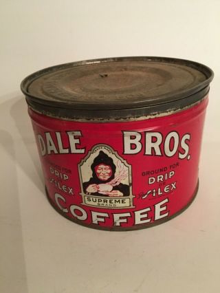 1940’s Rare Vintage Dale Bros.  Tin Coffee Can Fresno Ca